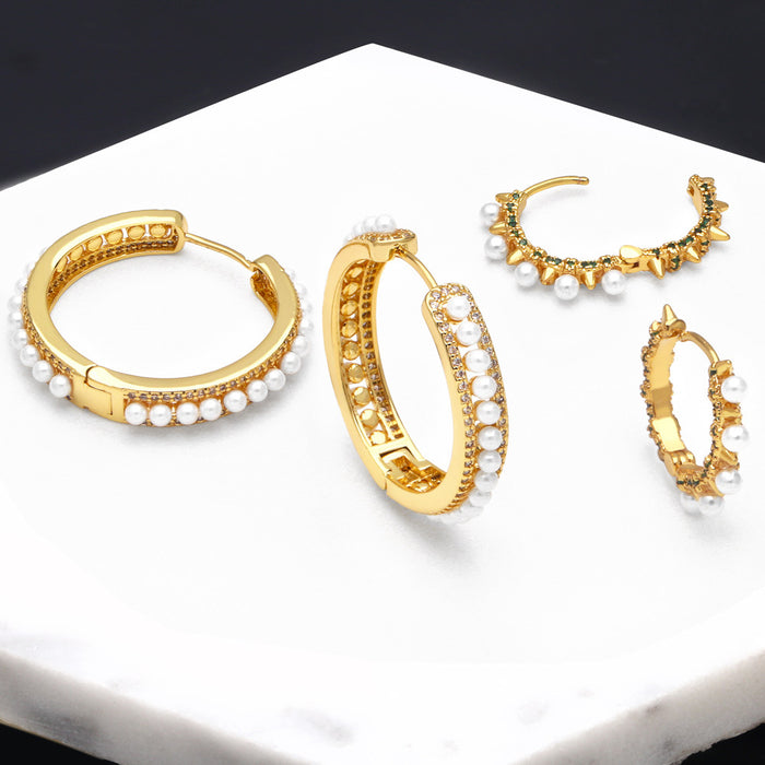 Wholesale Earrings Copper Plated 18K Gold Zircon JDC-PREMAS-ES-007