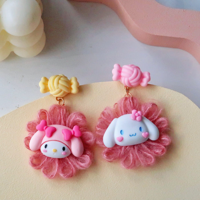 Wholesale Cartoon Cute Plush Flower Colorful Candy Earrings JDC-ES-XNWE001