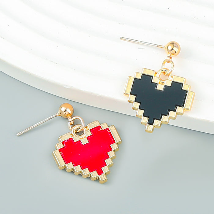 Wholesale plastic pixel style love earrings girl heart MOQ≥2 JDC-ES-jiul004