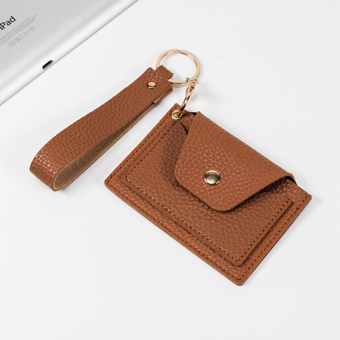 Wholesale PU Leather Candy Color Litchi Pattern Wallet Keychain MOQ≥3 JDC-KC-XXZN002