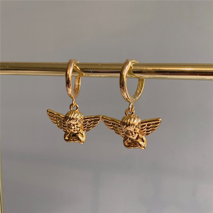 Wholesale Earrings Metal Gold Wings MOQ≥2 JDC-ES-TingYue015