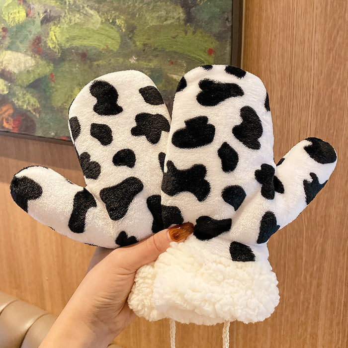 Wholesale Gloves Polyester Zebra Cow Pattern Full Cover Finger Warming JDC-GS-YuNuo004