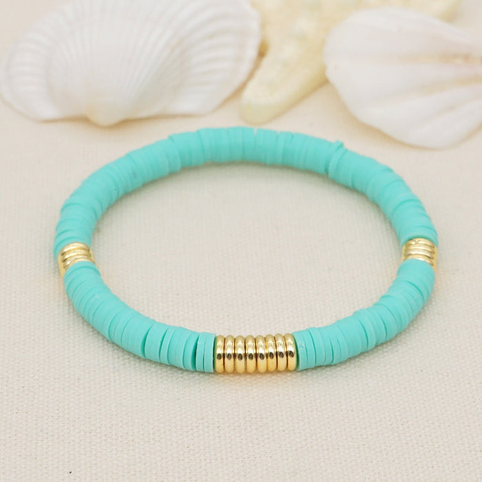 Wholesale Ethnic Style Stainless Steel Gold Plated Spacer Bracelet White Clay bead bracelet  JDC-BT-YuX001