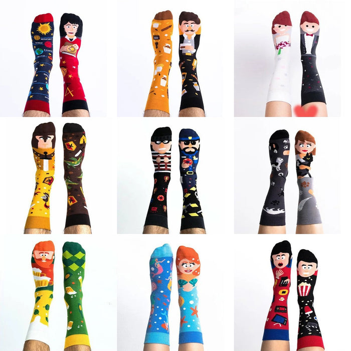 Calcetines al por mayor algodón divertido dibujos animados calcetines asimétricos jdc-sk-qang014
