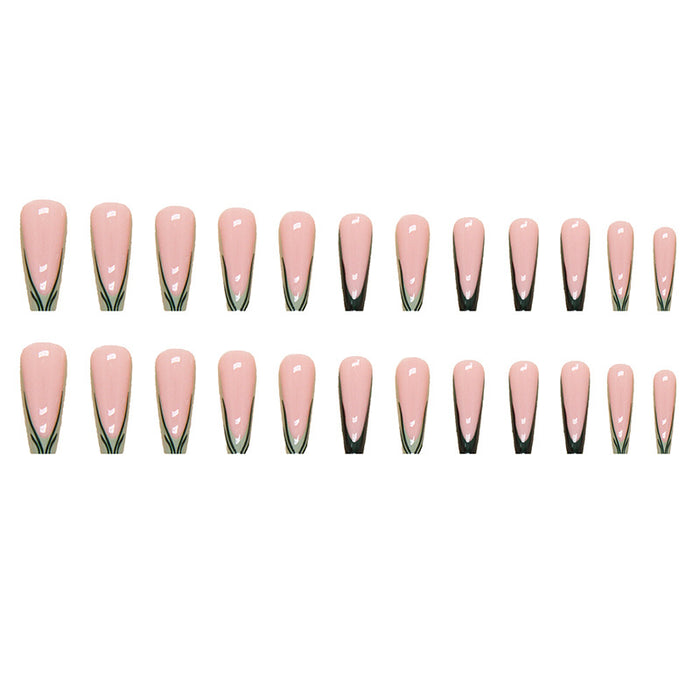 Pegatizas de uñas de resina de rayas verdes naturales al por mayor JDC-NS-QIH030
