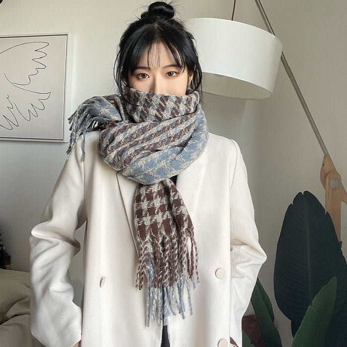 Wholesale Scarf Imitation Cashmere Thickened Houndstooth Shawl MOQ≥2 JDC-SF-Xinrong002