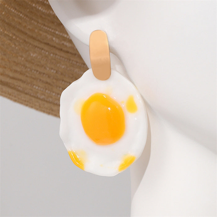 Wholesale Earrings Alloy Acrylic Creative Fried Eggs JDC-ES-GuTe004