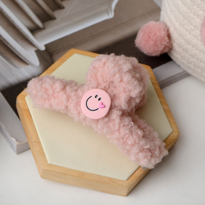 Wholesale Hair Clips Plush Cute Smiley MOQ≥2 JDC-HC-YEYE002