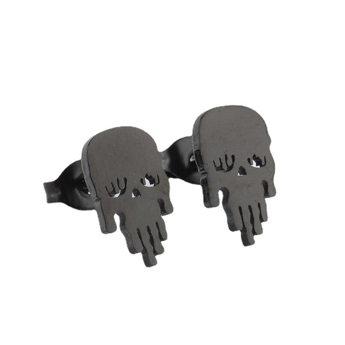 Wholesale Earrings Titanium Steel Halloween Funny Glossy Skull Stud Earrings JDC-ES-JS006