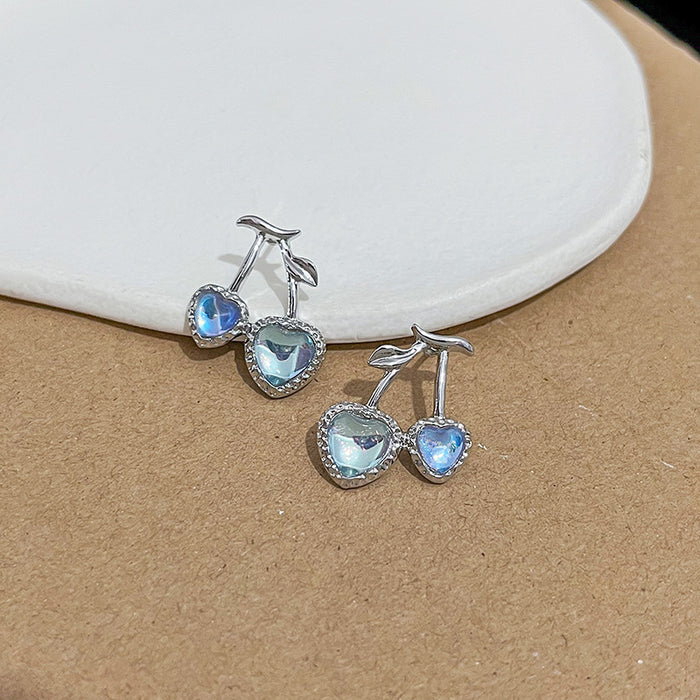 Wholesale Earrings Gold Heart Fancy Diamond Cherry JDC-ES-MDD048
