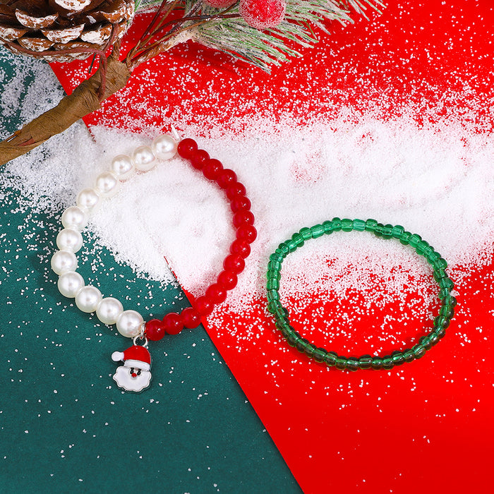 Wholesale Christmas Beaded Colorful Rice Beads Bracelet Set JDC-BT-D087
