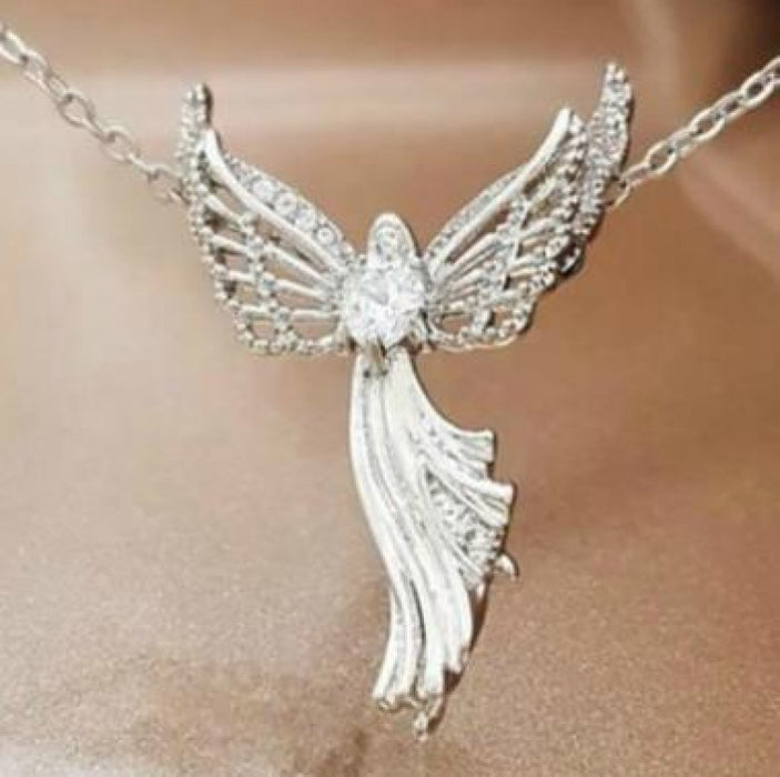 Alliage en gros Virgin Mary Angel Love Guardian Wings Collier Diamond MOQ≥2 JDC-NE-XUNO026