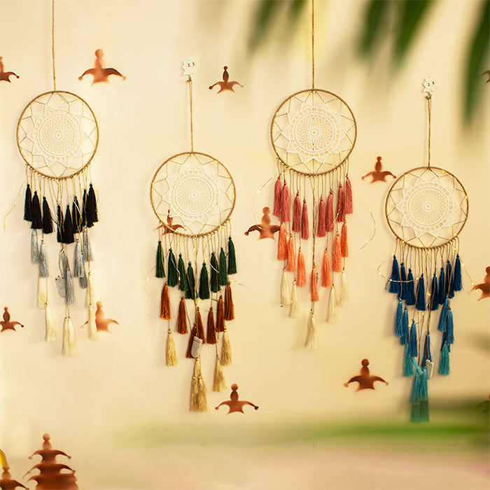 Wholesale Dreamcatcher Iron Ring Feather Tassel Wind Chimes Hand-woven MOQ≥2 JDC-DC-MYing032