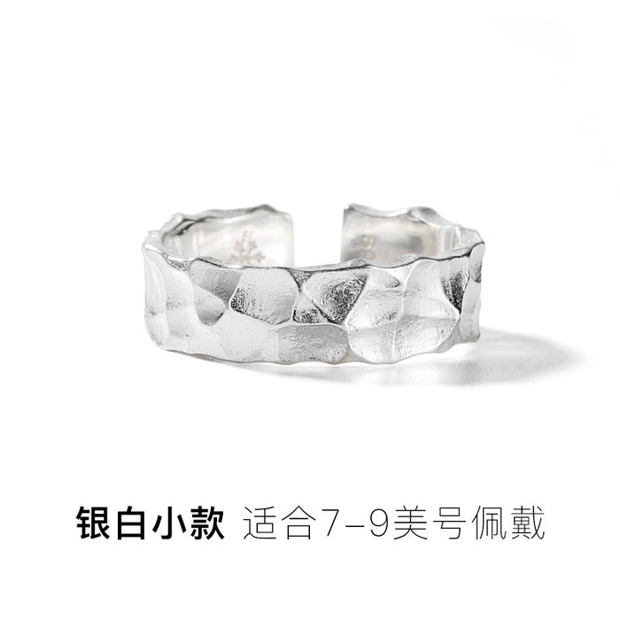Wholesale Ring Copper 925 Silver Hammer Pattern Adjustable Men's Ring JDC-RS-QianY004