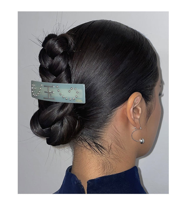 Clips de cabello al por mayor Hoja de acetato Jade Word Spring Clip JDC-HC-RUIQ006