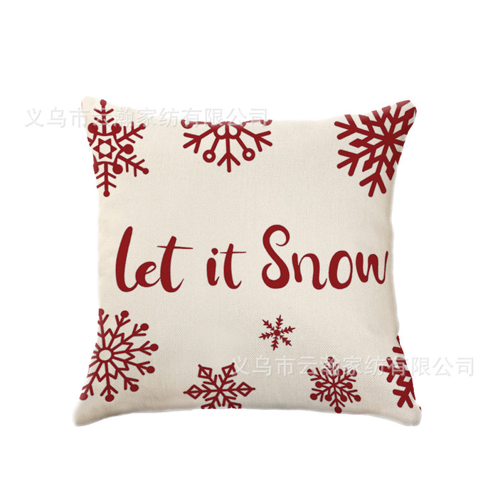 Funda de almohada al por mayor lino de la navidad copo de nieve alk santa claus moq≥2 jdc-pw-yunhan008