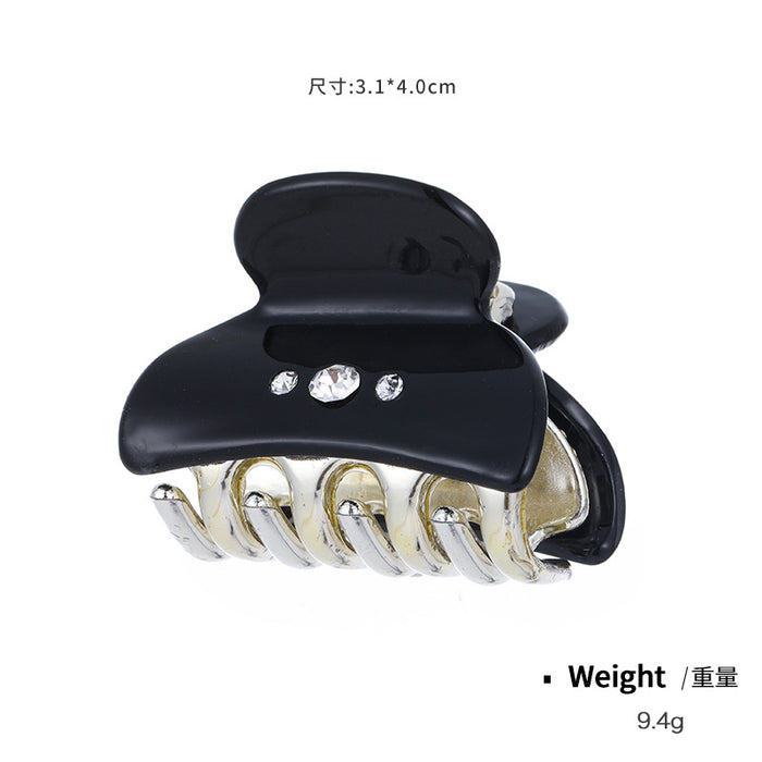 Wholesale Hair Clips Acrylic Black And White Zebra Print Heart Full Diamond MOQ≥50 JDC-HC-Kenjie003