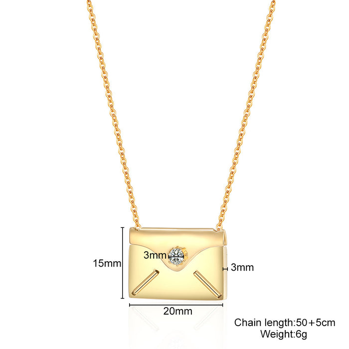 Wholesale Necklace Titanium Steel Diamond Envelope Love Letter Pendant JDC-NE-QinS002
