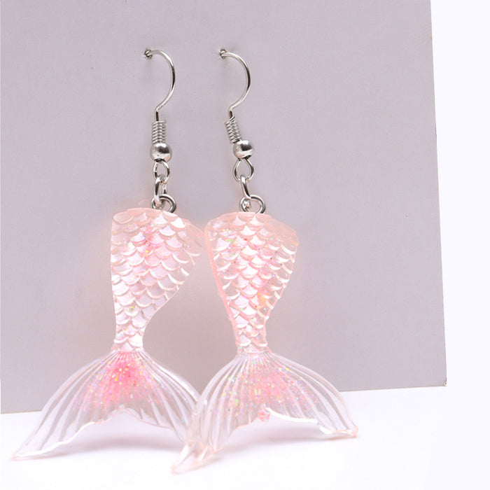 Wholesale Acrylic Fish Scale Fish Tail Pendant Earrings JDC-ES-Songx028