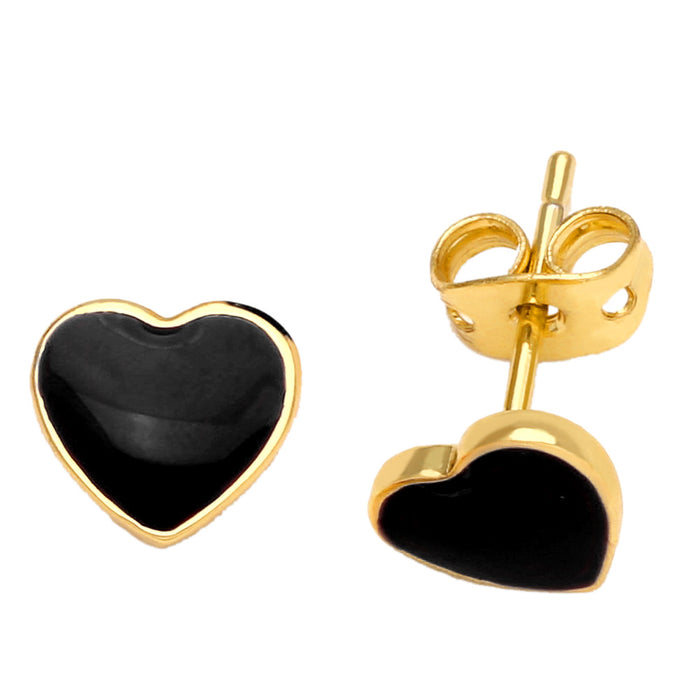 Wholesale Earrings Copper Plated 18K Gold Enamel Heart Shape JDC-PREMAS-ES-002