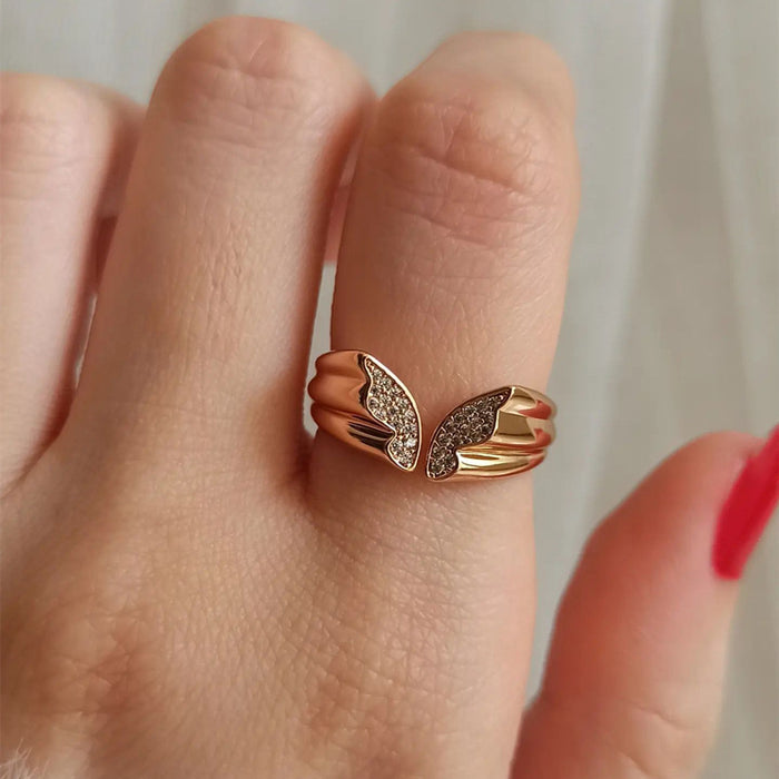 Wholesale Ring Copper Butterfly Ring Opening JDC-RS-D148