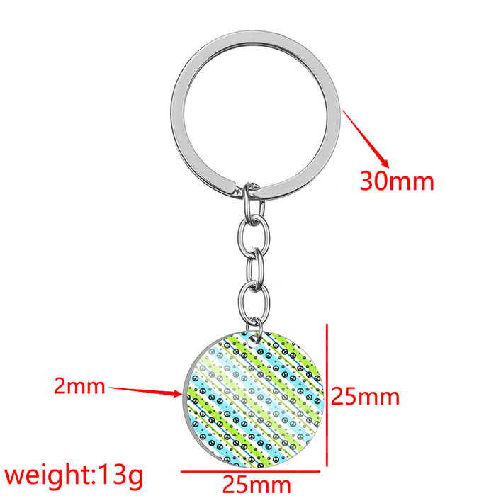 Wholesale Keychain Stainless Steel Peace Logo Color Printing Keychain MOQ≥2 JDC-KC-HuanYu020