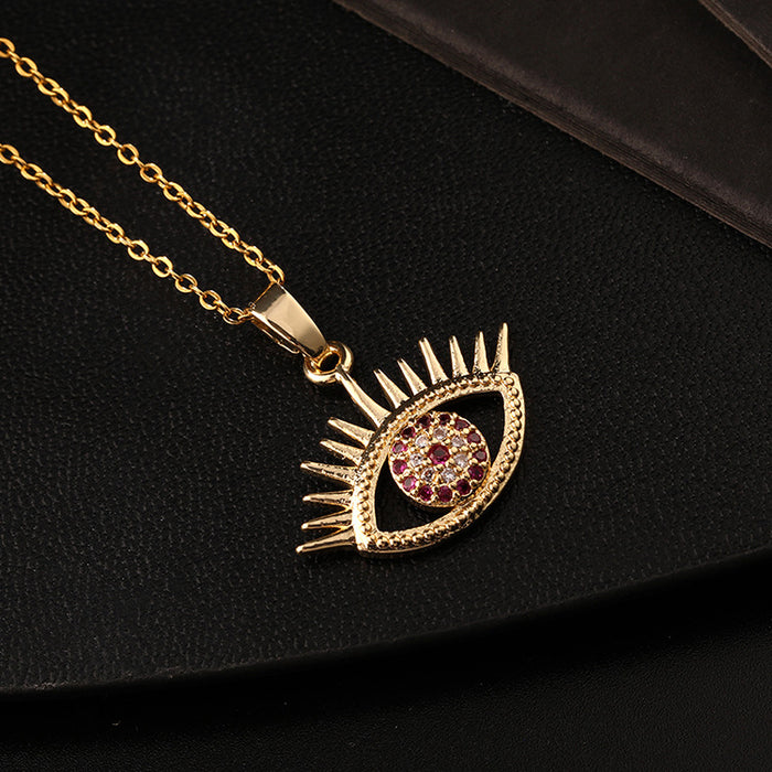 Wholesale Necklaces Copper Zircon Hand of Fatima Eye MOQ≥2 JDC-NE-ShangY016