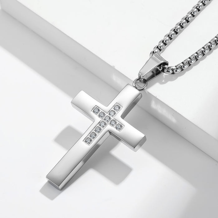 Wholesale Stainless Steel Diamond Cross Necklace JDC-NE-QianF010