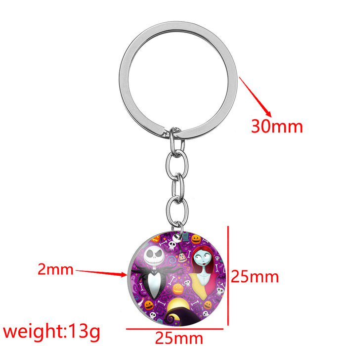Wholesale Keychain Stainless Steel Halloween Skull Color Printing Pendant MOQ≥2 (M) JDC-KC-HuanYu022