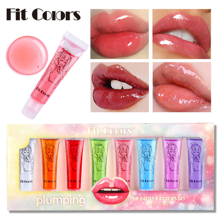 Wholesale Fit Colors 8 Color Lip Honey Lip Oil Sleeve Box Natural Moisturizing Peppermint Big Mouth MOQ≥3 JDC-MK-feit001