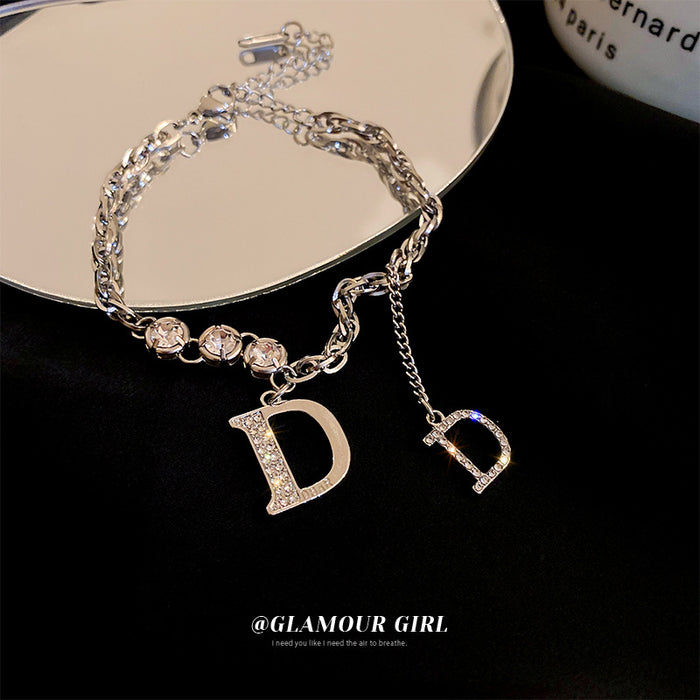 Wholesale diamond letter bracelet trend all-match design hand accessories JDC-BT-BY032