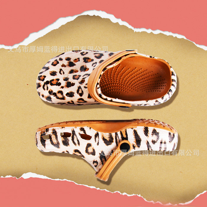 Zapatos de plástico de cuero de cuero Croc al por mayor leopardo MOQ≥3 JDC-SP-HMLD001