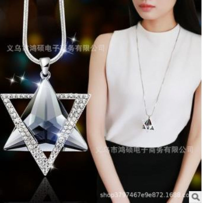 Wholesale Necklace Alloy Sweater Chain Geometric Triangle Crystal Gemstone PT602MOQ≥2 JDC-NE-Fhong017