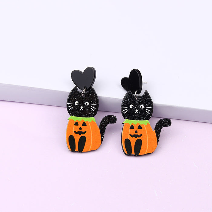 Wholesale Earrings Acrylic Pumpkin Cat Multilayer MQO≥2 JDC-ES-duai034