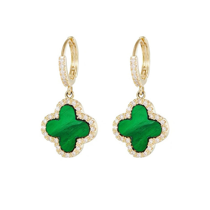 Wholesale Earrings Alloy Clover with Diamonds MOQ≥2 JDC-ES-hanyi001