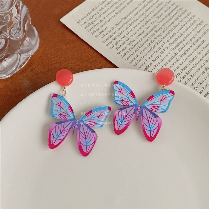 Pendientes de mariposa acrílica pintada al por mayor Pinturas JDC-ES-LFM016