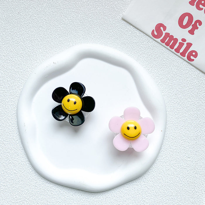 Flower japonesa al por mayor Smiley Transparent Ring Hebilla Soporte de teléfono JDC-PS-BAIY035