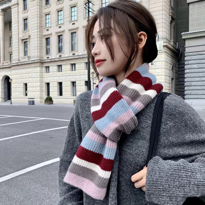 Wholesale Scarf Wool College Style Colorblock Striped Warm Scarf JDC-SF-ZhYi002