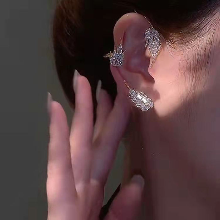 Wholesale wheat ear earrings without pierced super flash zircon ear clip JDC-ES-Xinx002
