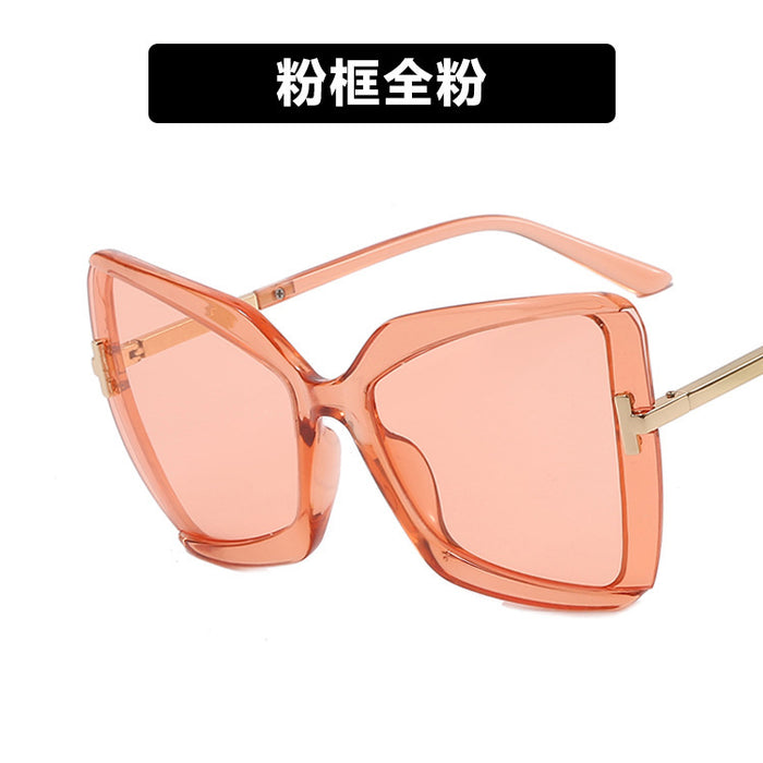 Wholesale Large Frame T-Shape Sunglasses Ladies Cat Eye Butterfly JDC-SG-PLS075