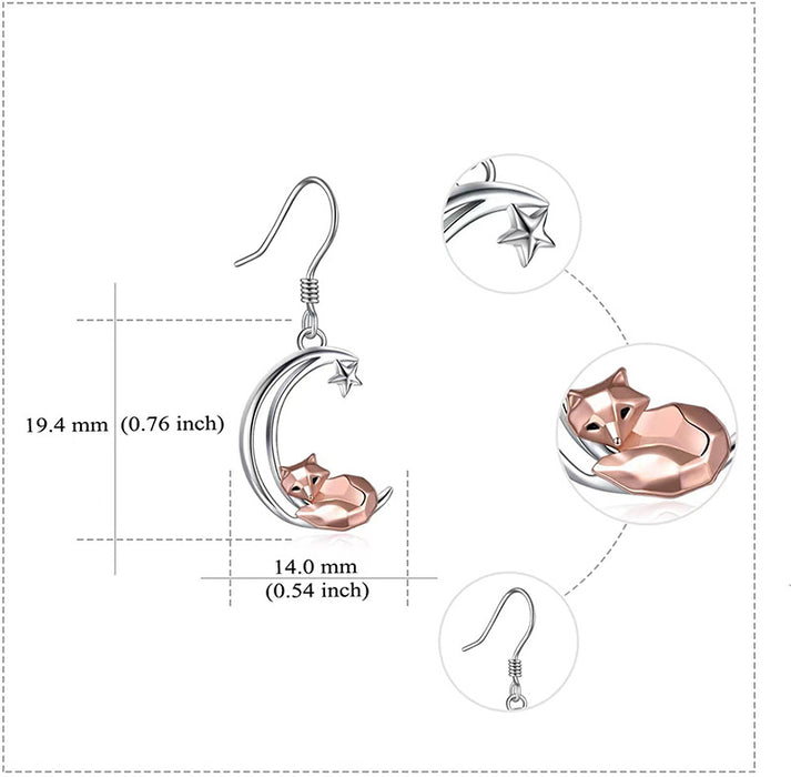 Wholesale Fox Star Moon Metal Earrings MOQ≥50 JDC-ES-Fusu011