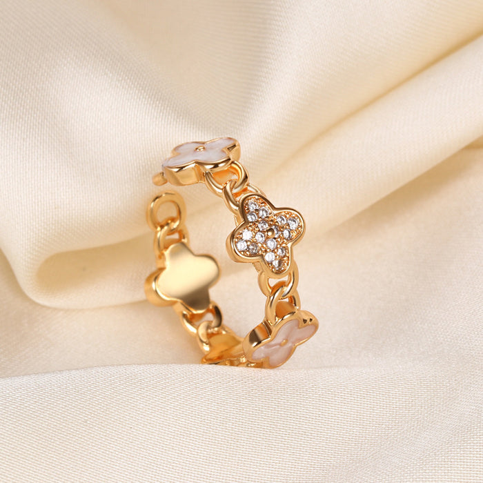 Wholesale Rings Copper White Fritillaria Flower JDC-RS-BLX096