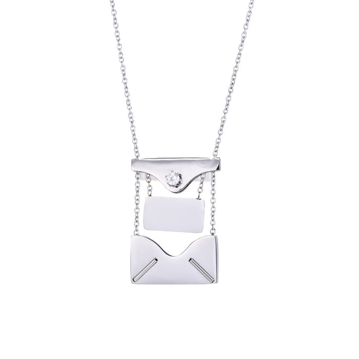 Collar al por mayor Titanium Steel Diamond Envelope Love Carta Colgante JDC-Ne-Qins002