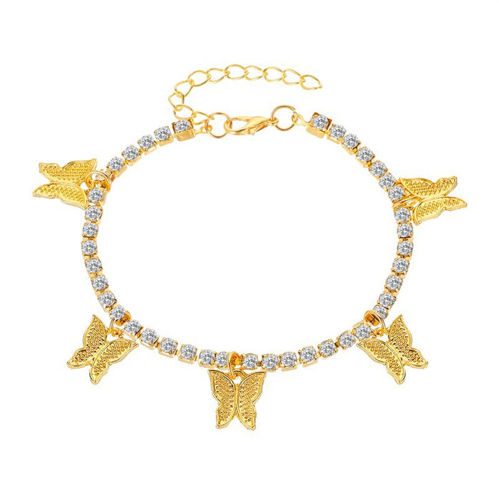 Wholesale Rhinestone Small Butterfly Anklet Simple Claw Chain JDC-AS-RuiP009