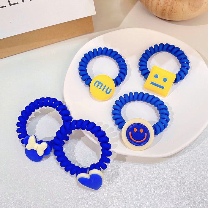 Wholesale Plastic Klein Blue Kids Cartoon Phone Ring Hair Rope MOQ≥2 JDC-HS-RXi007
