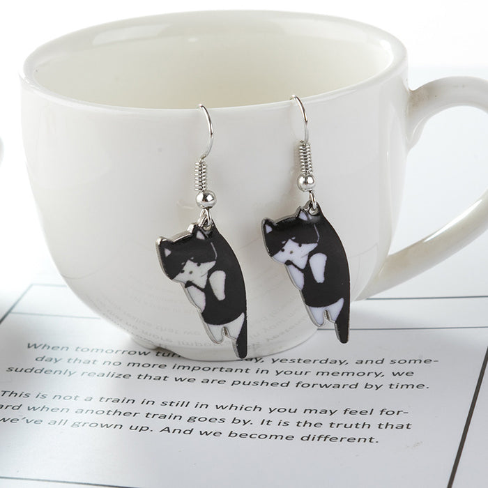 Wholesale cartoon earrings cute cute black cat kitten MOQ≥2 JDC-ES-Miaos006