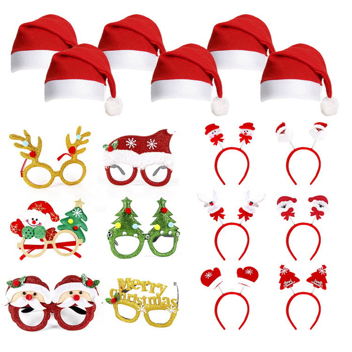 Wholesale Decorations Plastic Gold Powder Cloth Sponge Non-woven Christmas Ornaments Glasses Set MOQ≥2 JDC-DCN-PinJian001