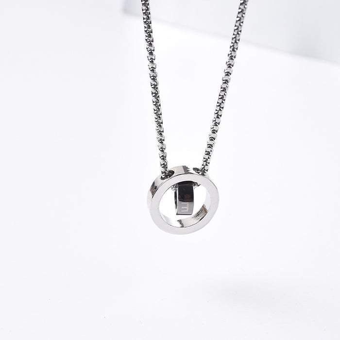 Collares al por mayor Titanium Steel Fashion Love Ring Double Ring JDC-Ne-Jiam002