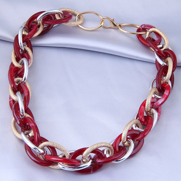 Wholesale Metal Simple Weave Exaggerated Short Necklace Sweater Chain JDC-NE-WY008