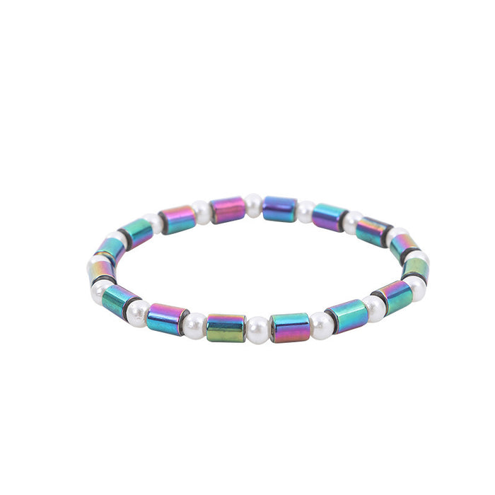 Beads de arroz al por mayor colorido Tubo recto de tobillera electroplacante AB Color Pearl Anklet JDC-AS-Jiai006